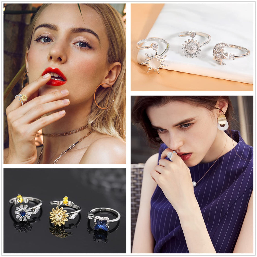 Honsny fidget ring with butterfly spin for mindful moments and daily style.