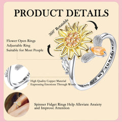 Honsny fidget ring with sun spin for smooth rotation during breaks.