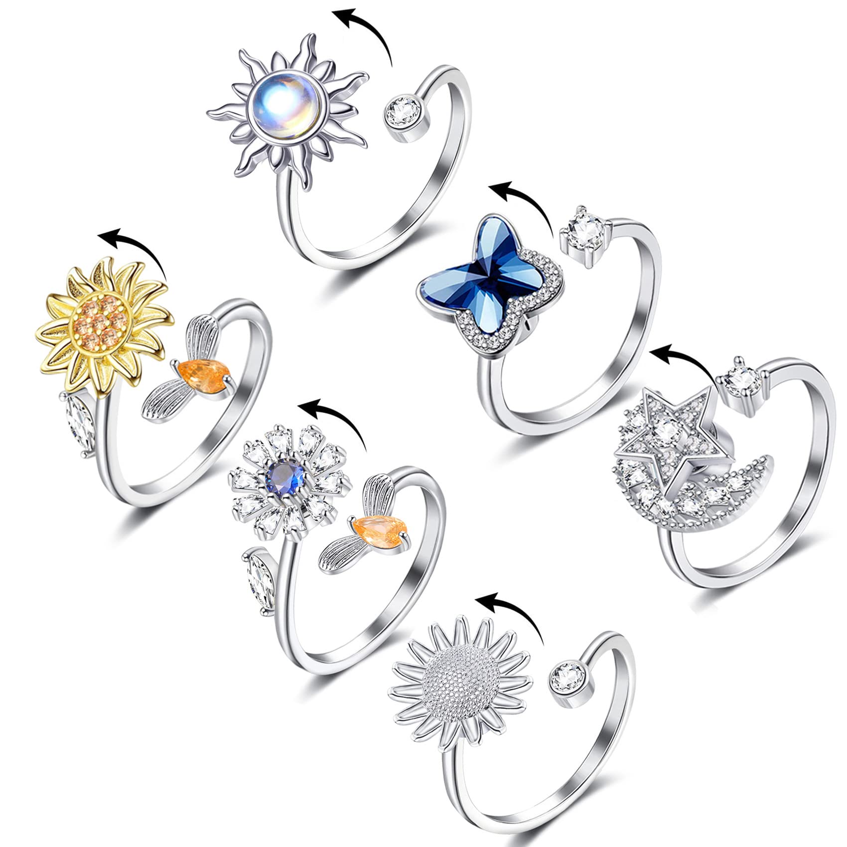 Honsny fidget ring with sunflower spin for calm focus at work.