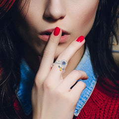 Honsny moon star spinner ring with smooth rotation for calming focus on-demand
