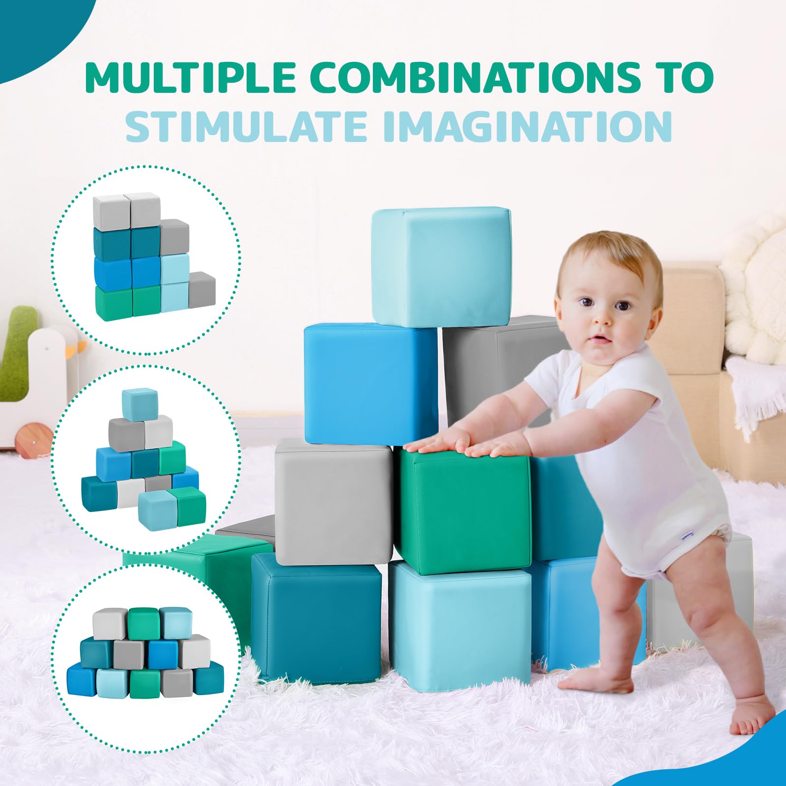 Hoohtoot easy-grip blocks support little hands and effortless stacking.
