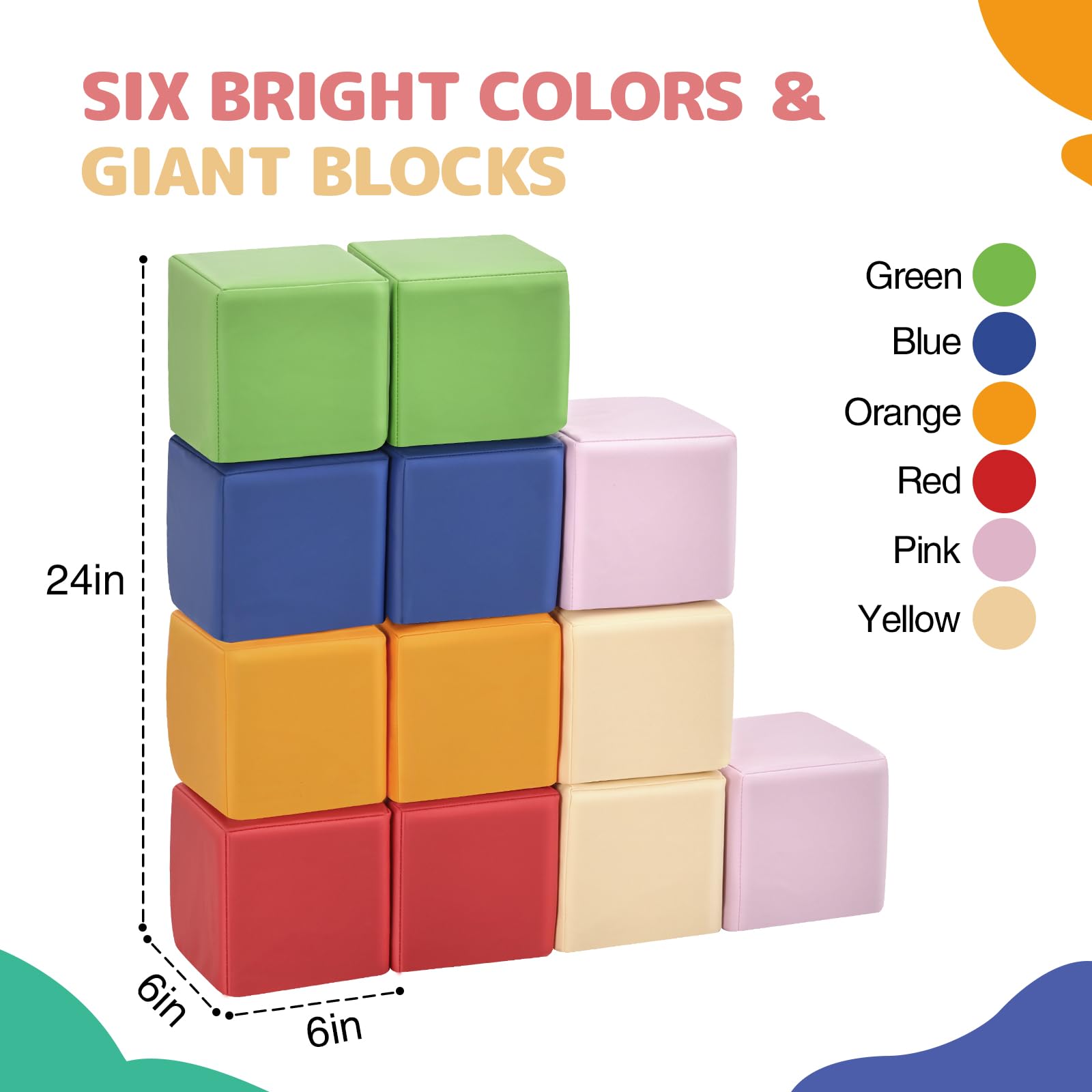 Hoohtoot foam blocks in bright colors encourage color recognition and stacking