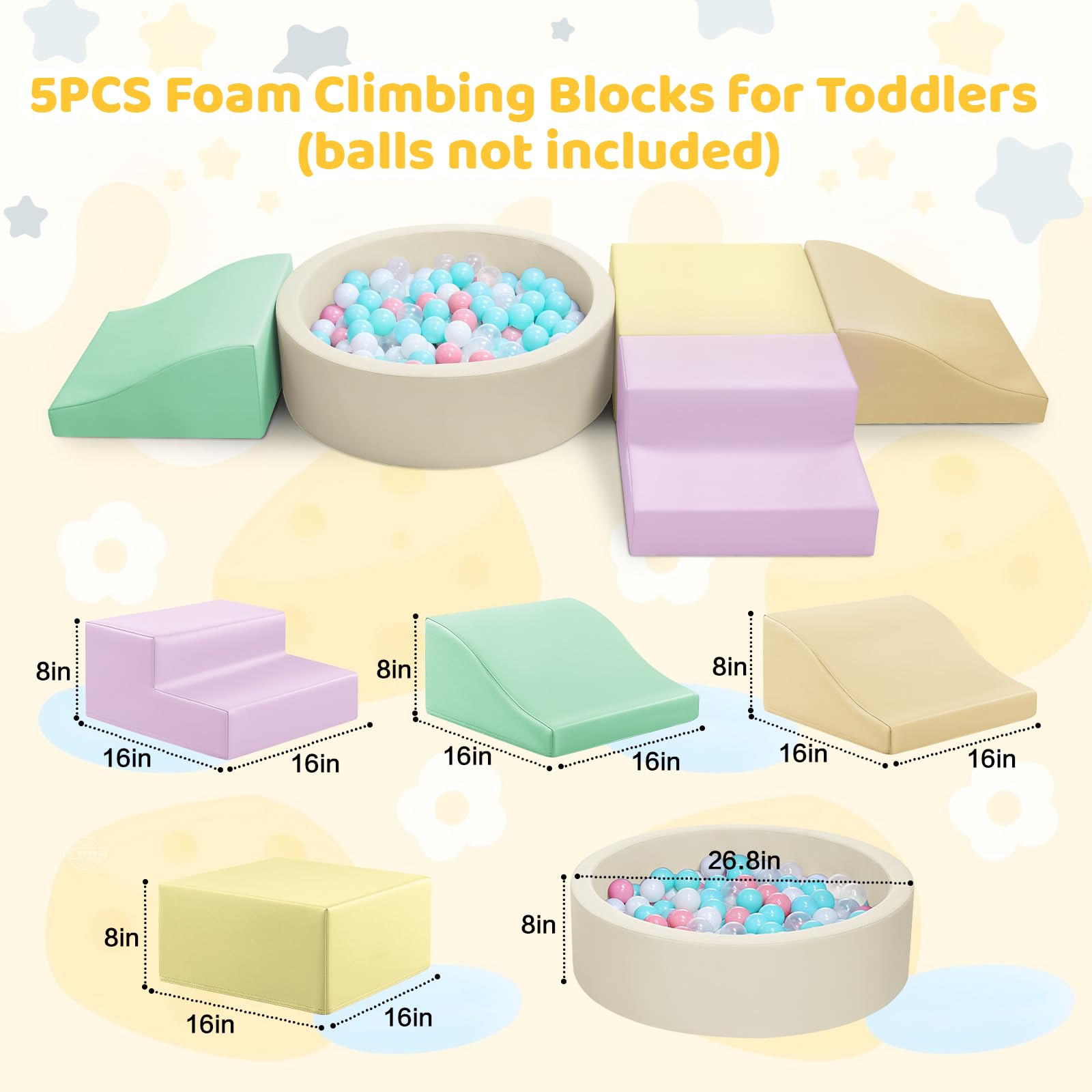Hoohtoot foam blocks with ramp promote beginner-friendly climbing and balance.