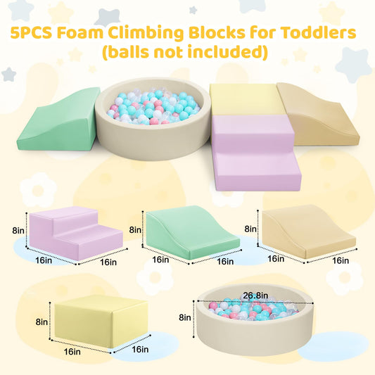 Hoohtoot foam blocks with ramp promote beginner-friendly climbing and balance.