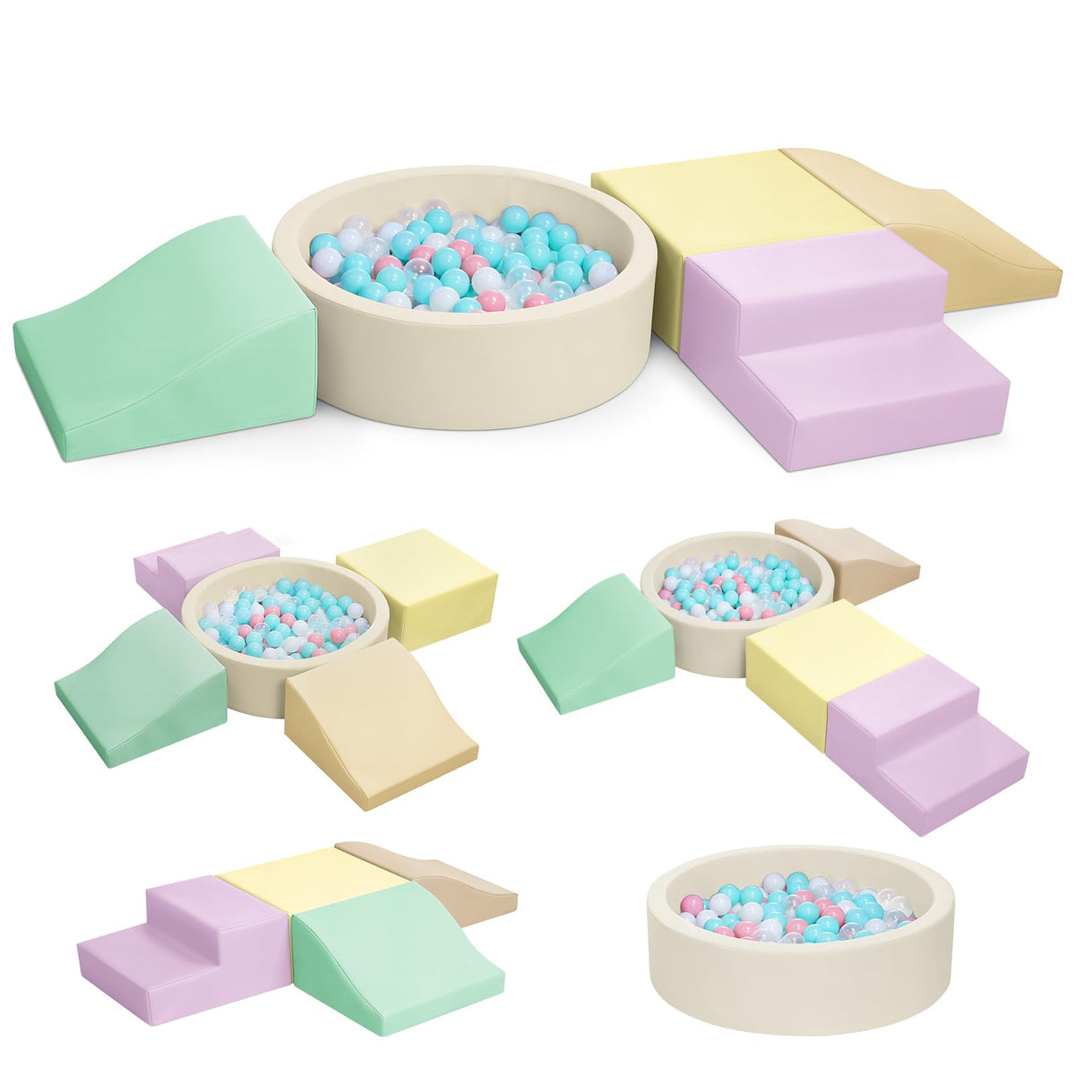 Hoohtoot foam climbing blocks with ball pit for toddlers offering safe, active play at home.