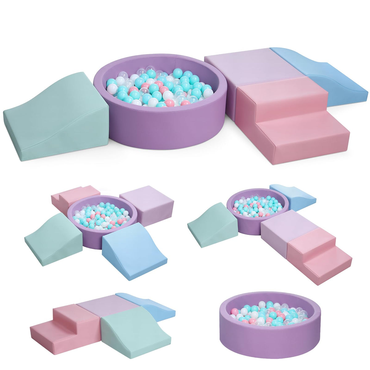 Hoohtoot foam climbing blocks with ball pit encourage toddlers to explore and build gross motor skills.