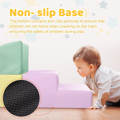 Hoohtoot PU leather-covered blocks provide durable, comfy surface for crawling sessions.