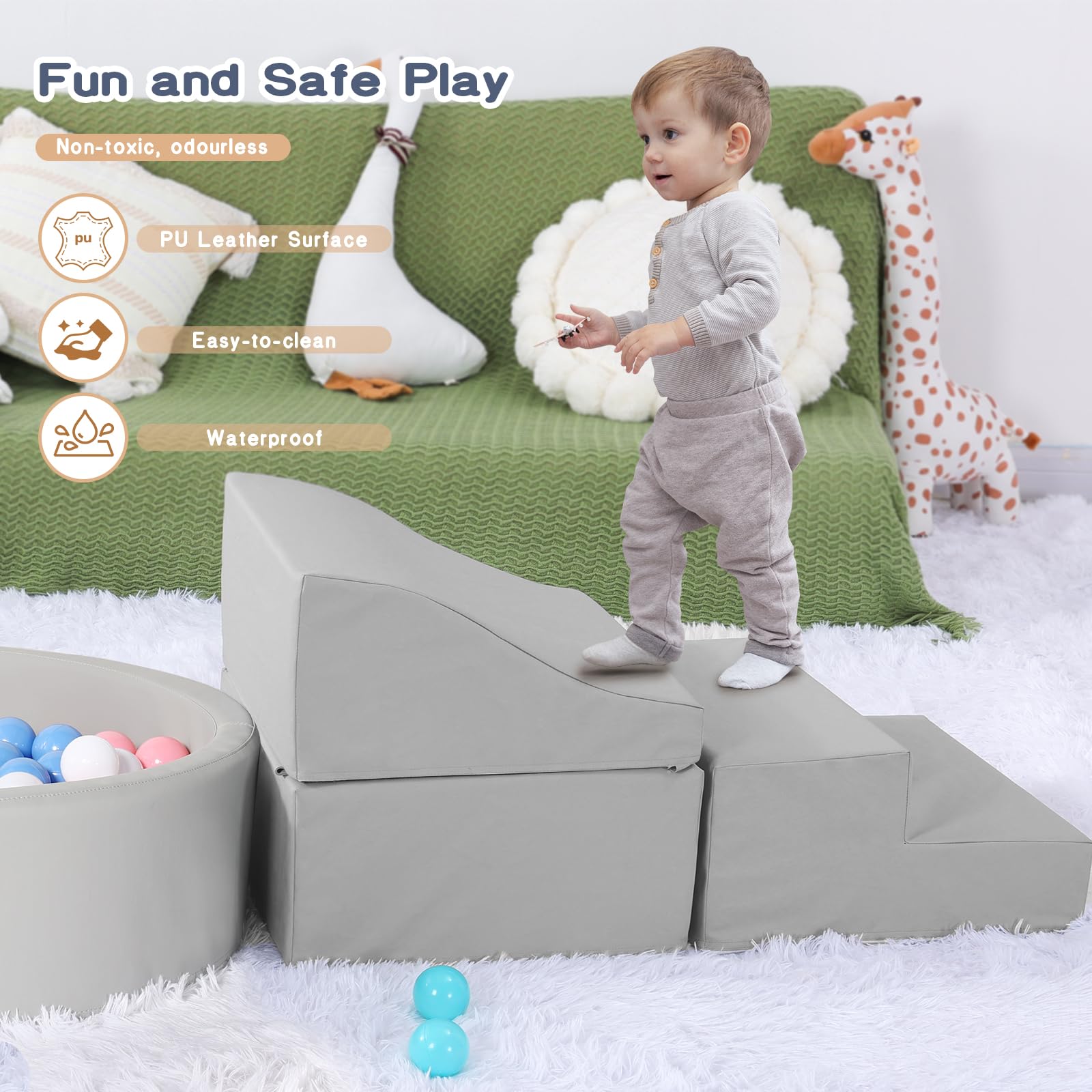 Hoohtoot indoor play area with modular climbing blocks for creativity