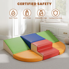 Hoohtoot toddlers climbing and sliding on soft blocks
