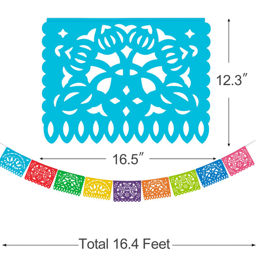 HOOJO papel picado banner in bright colors to brighten any fiesta.