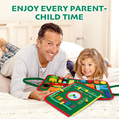 Hooku Busy Board soft felt texture provides safe tactile feedback for little hands