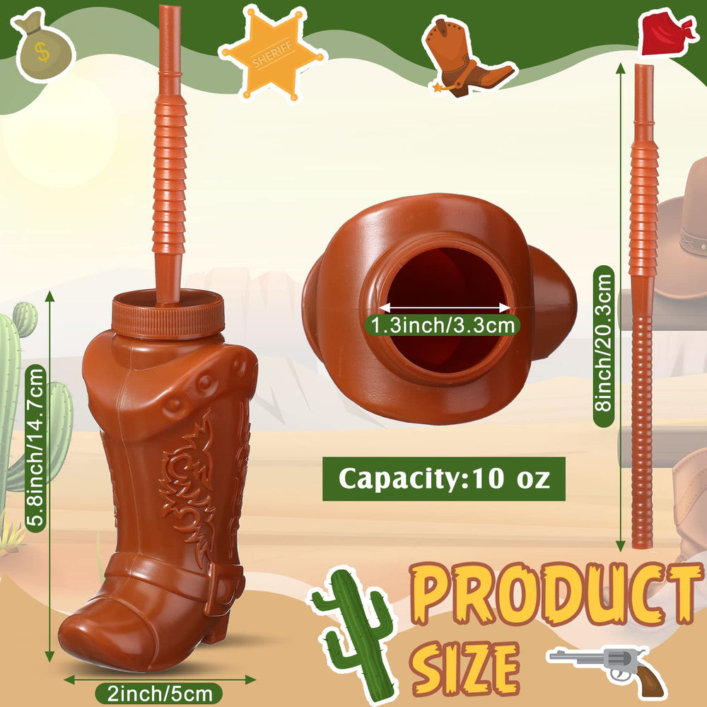 Hoolerry cowboy boot cups with straw attached, easy sipping for kids