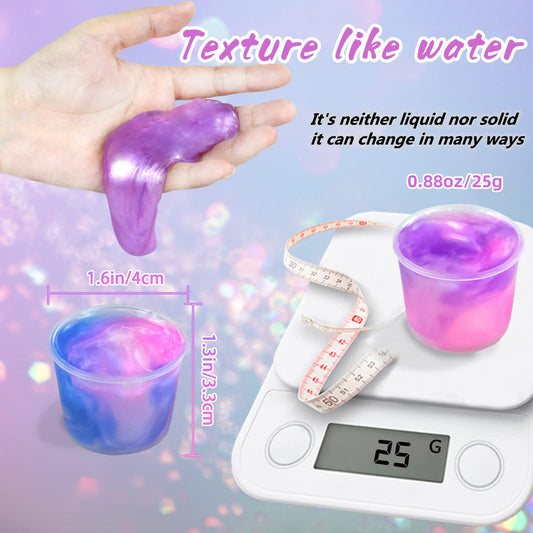 HOOLYUK unicorn slime texture close-up highlights ultra-soft, non-sticky consistency.