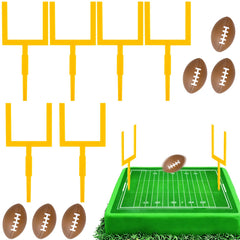 Hooqict 12Pcs football cake decorations with mini goal posts for festive dessert displays