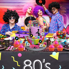 Hooqict 80s lip cake topper adds playful retro charm.