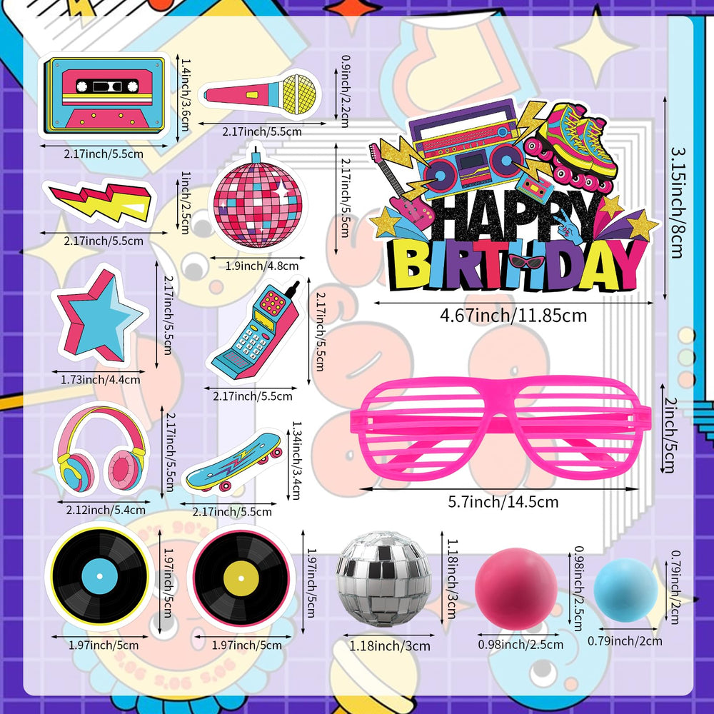 Hooqict 80s skateboard cake topper brings street-style flair.
