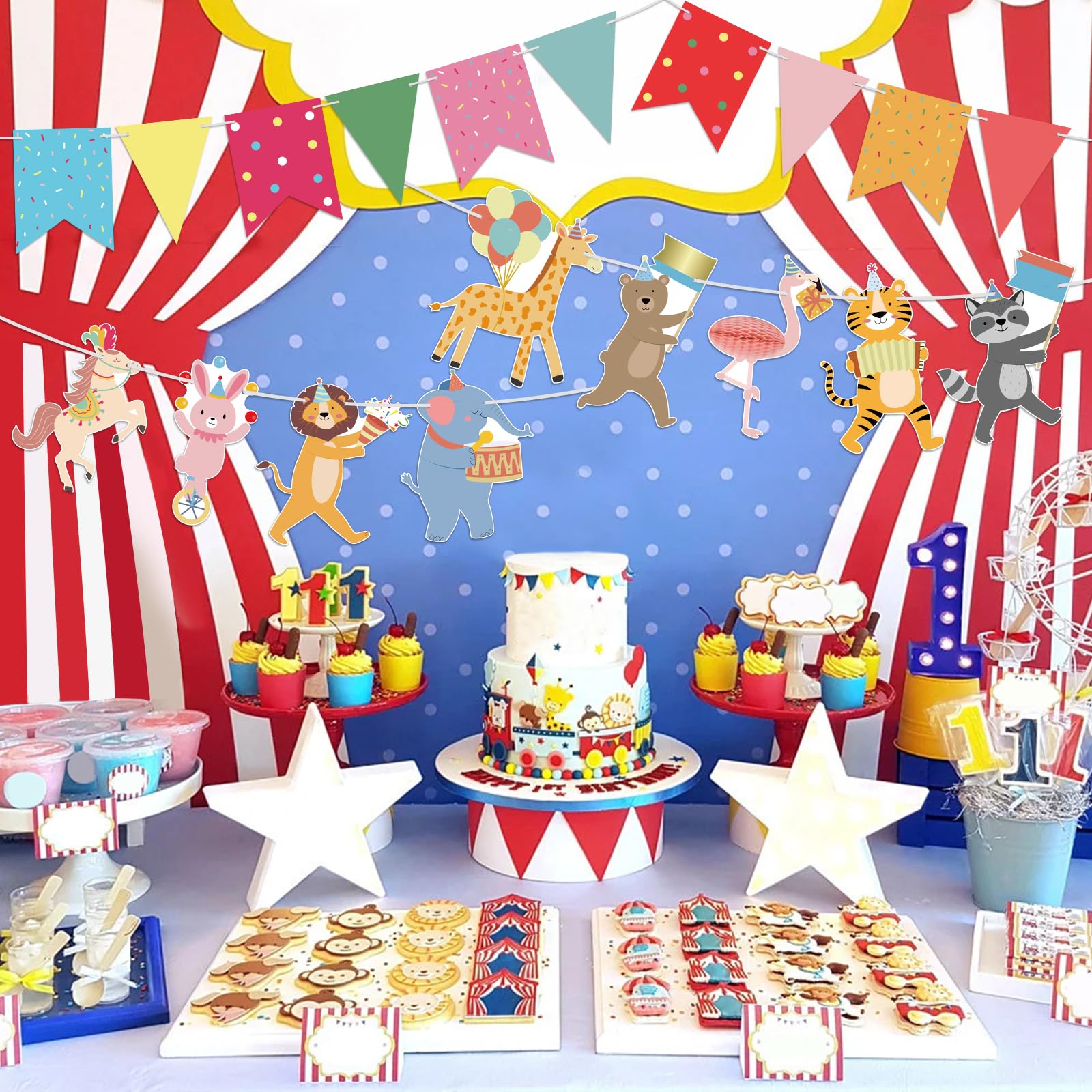 Hooqict colorfully printed banner, ideal for carnival or circus party decorations.
