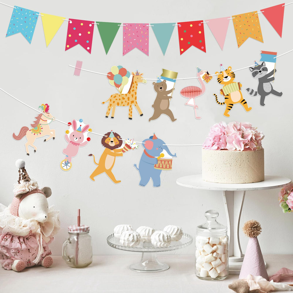 Hooqict animal banner, sturdy cardstock flags for durable party decor in any room.