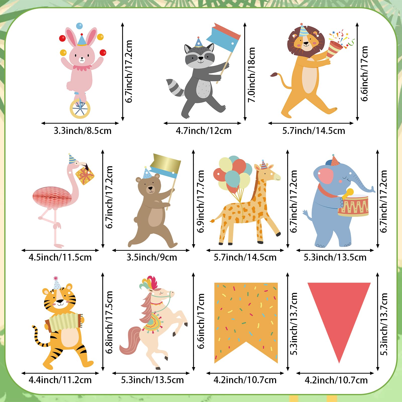 Hooqict animal parade banner pennants, great for ceiling or wall decoration at birthdays.