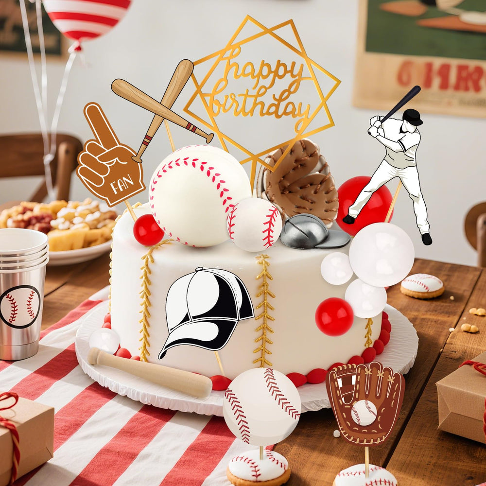Hooqict baseball cap topper brings sporty charm to desserts and party tables.