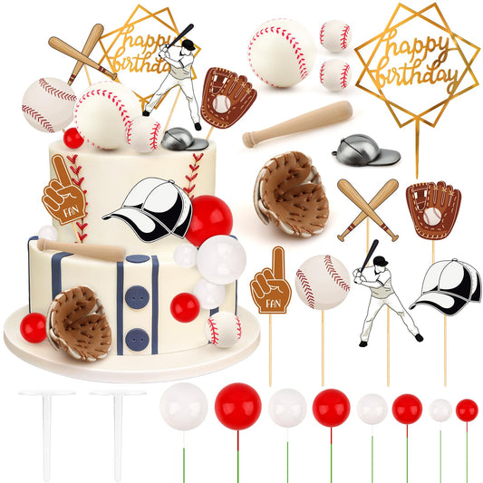 Hooqict mini baseball topper enhances cake decoration with vivid color and festive sports flair.