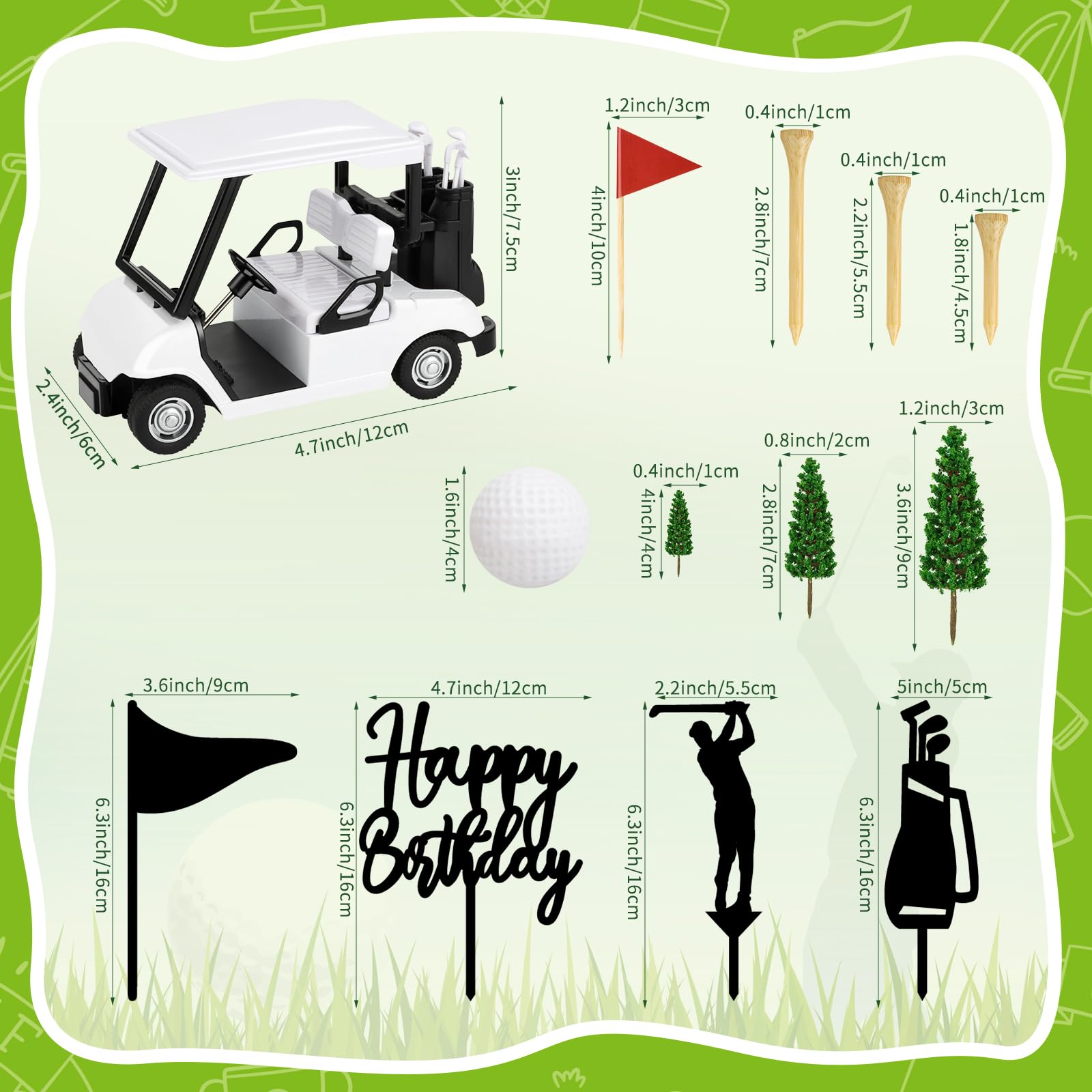 Hooqict black cake toppers add contrast and elegant theme accents.