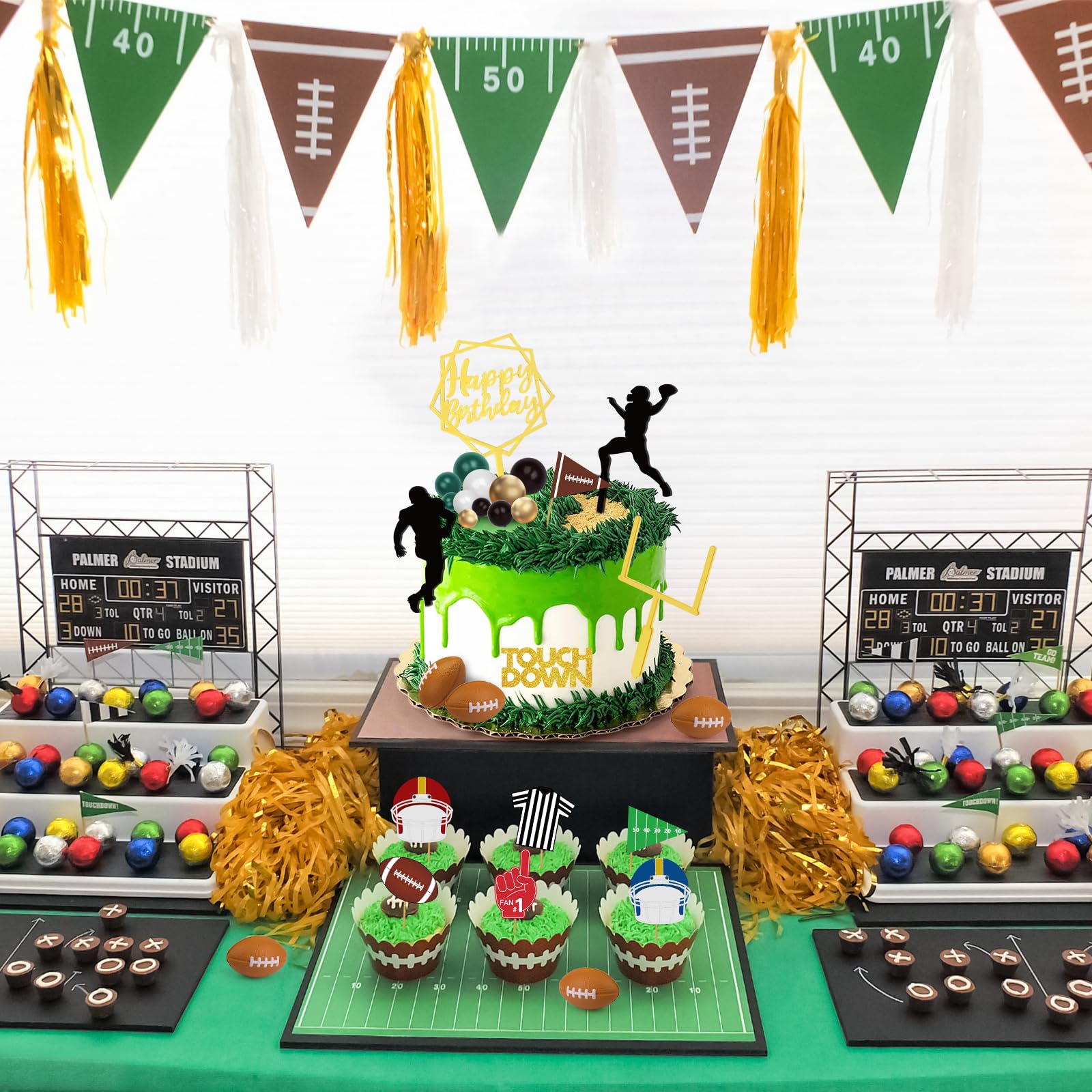 Hooqict blue helmet toppers add team-color accents to cupcakes