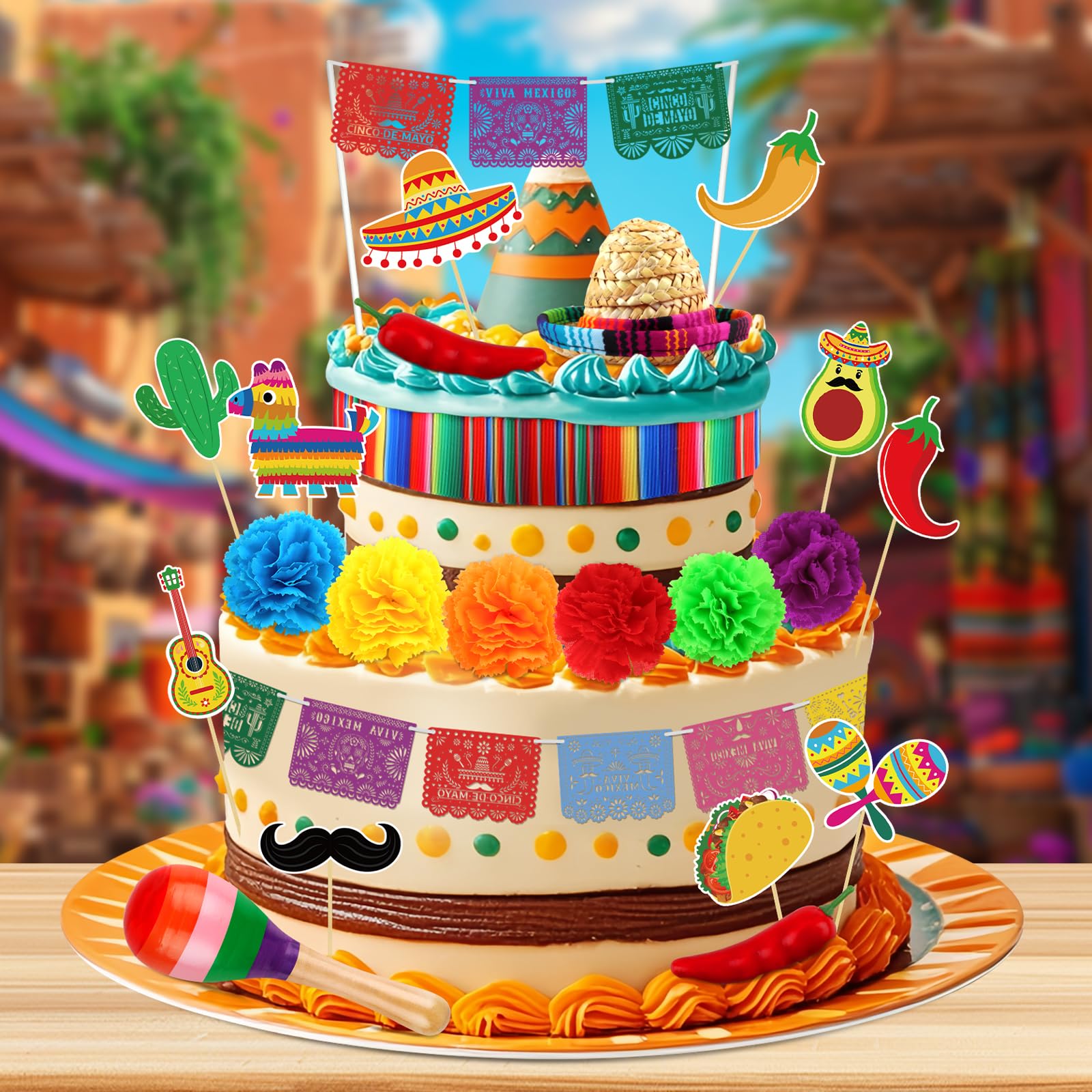 Hooqict cactus cake topper enhances festive cake styling