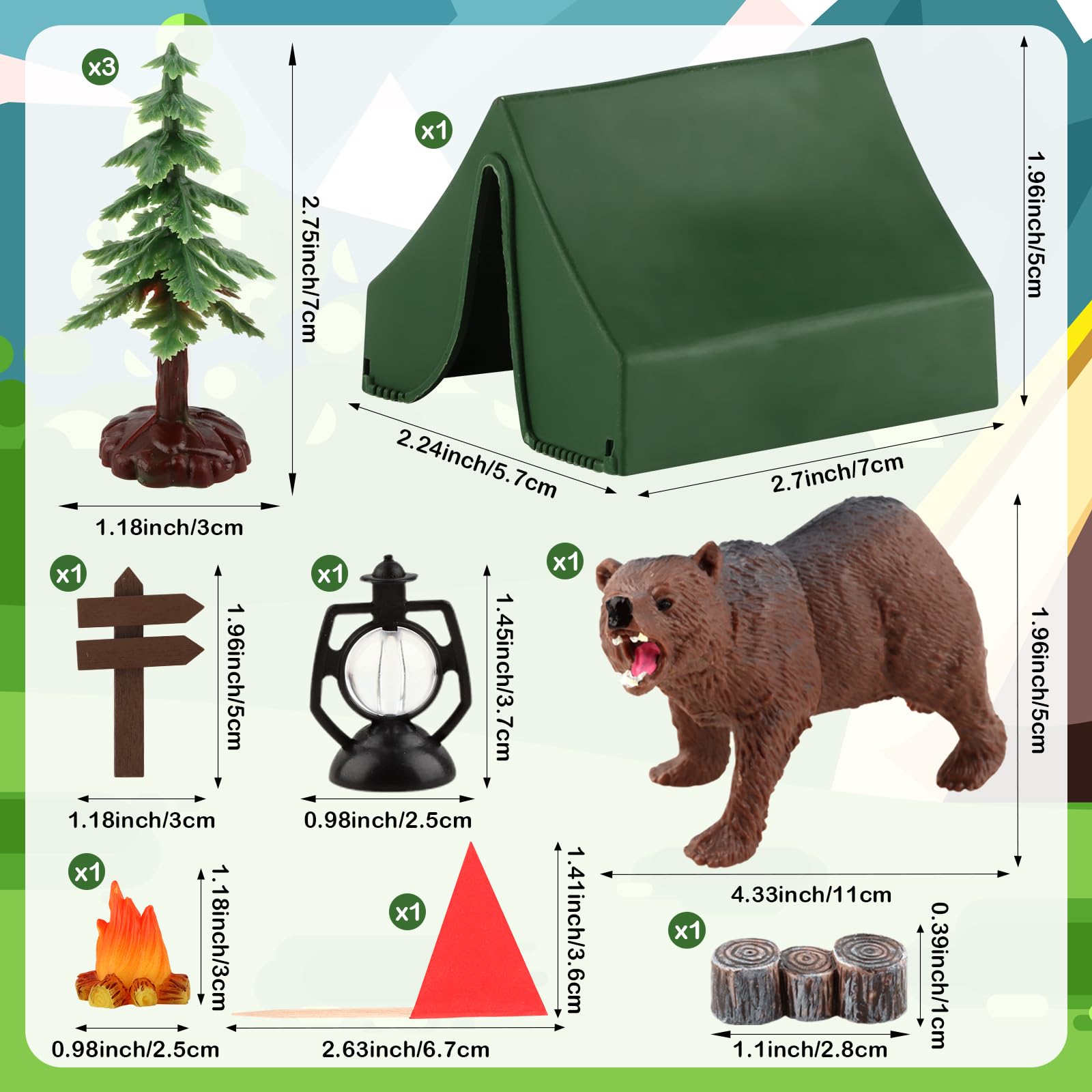 Hooqict camping cake toppers animal figure adds playful woodland charm to cupcakes.