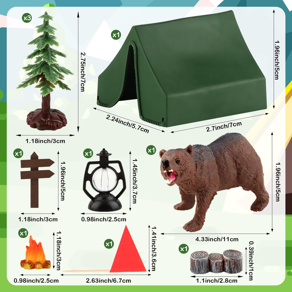 Hooqict camping cake toppers animal figure adds playful woodland charm to cupcakes.