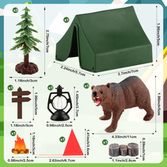 Hooqict camping cake toppers animal figure adds playful woodland charm to cupcakes.