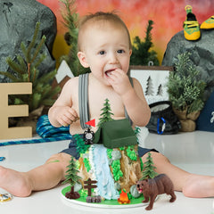Hooqict camping cake toppers red flag adds bold accents for campsite vibes.