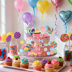 Hooqict candy cake topper purple balls adds magical candyland flair