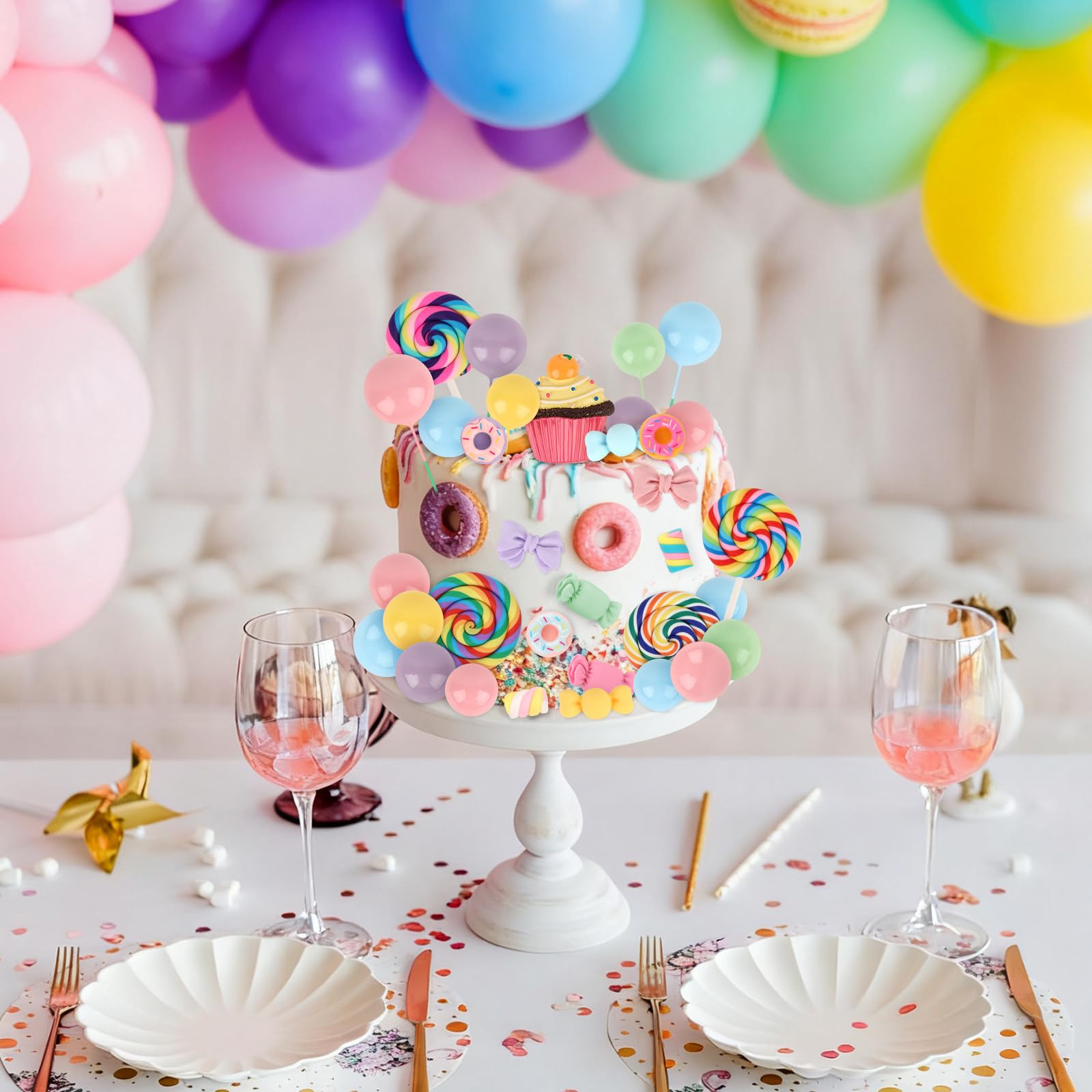 Hooqict candy cake topper yellow balls adds sunny highlight to pastries