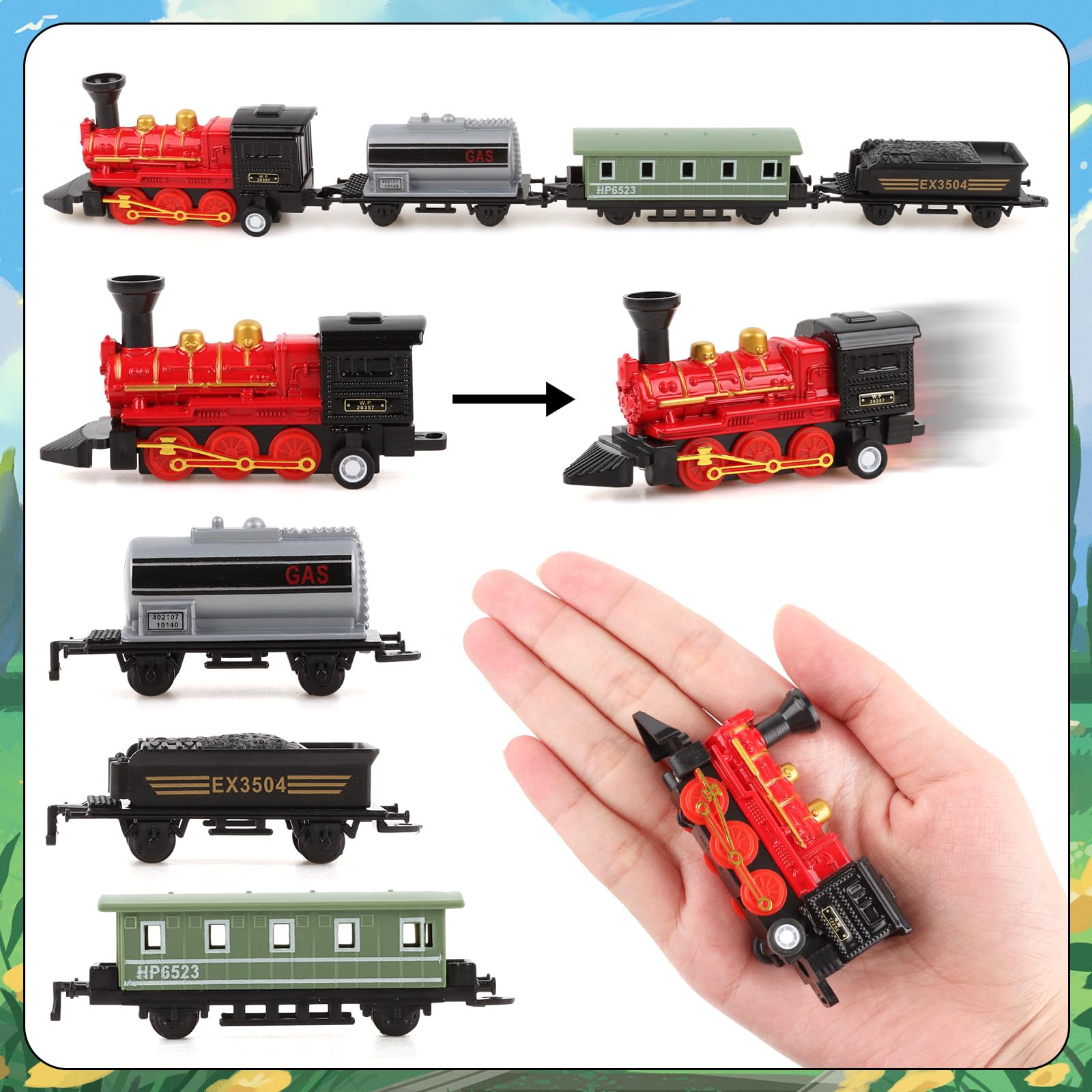 Hooqict dessert-train decor display suitable for cupcakes and fruits.