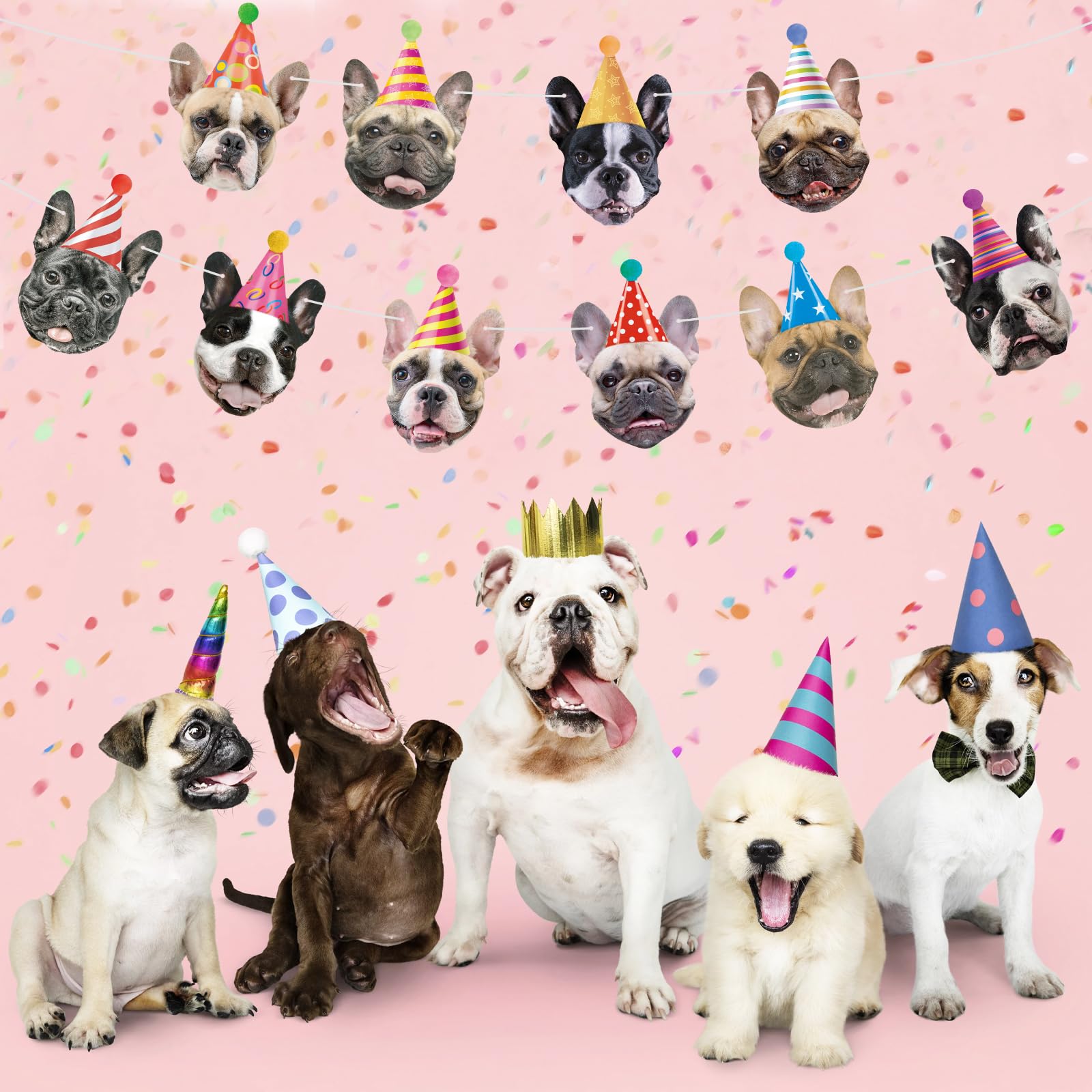 Hooqict dog birthday banner with 10 faces fits any wall for a personalized backdrop