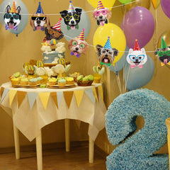 Hooqict dog birthday banner face wink, a cheerful centerpiece for photos and party moments