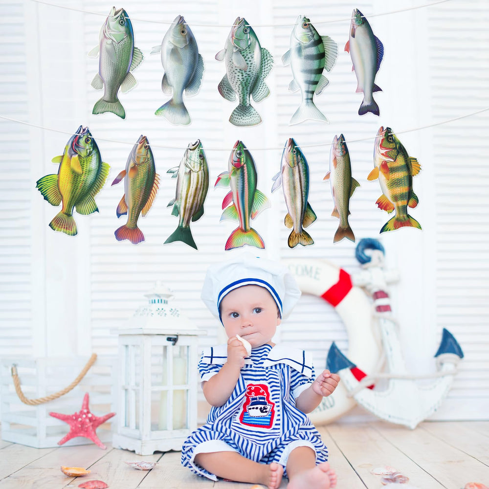 Hooqict Gone Fishing banner durable cardstock for party longevity
