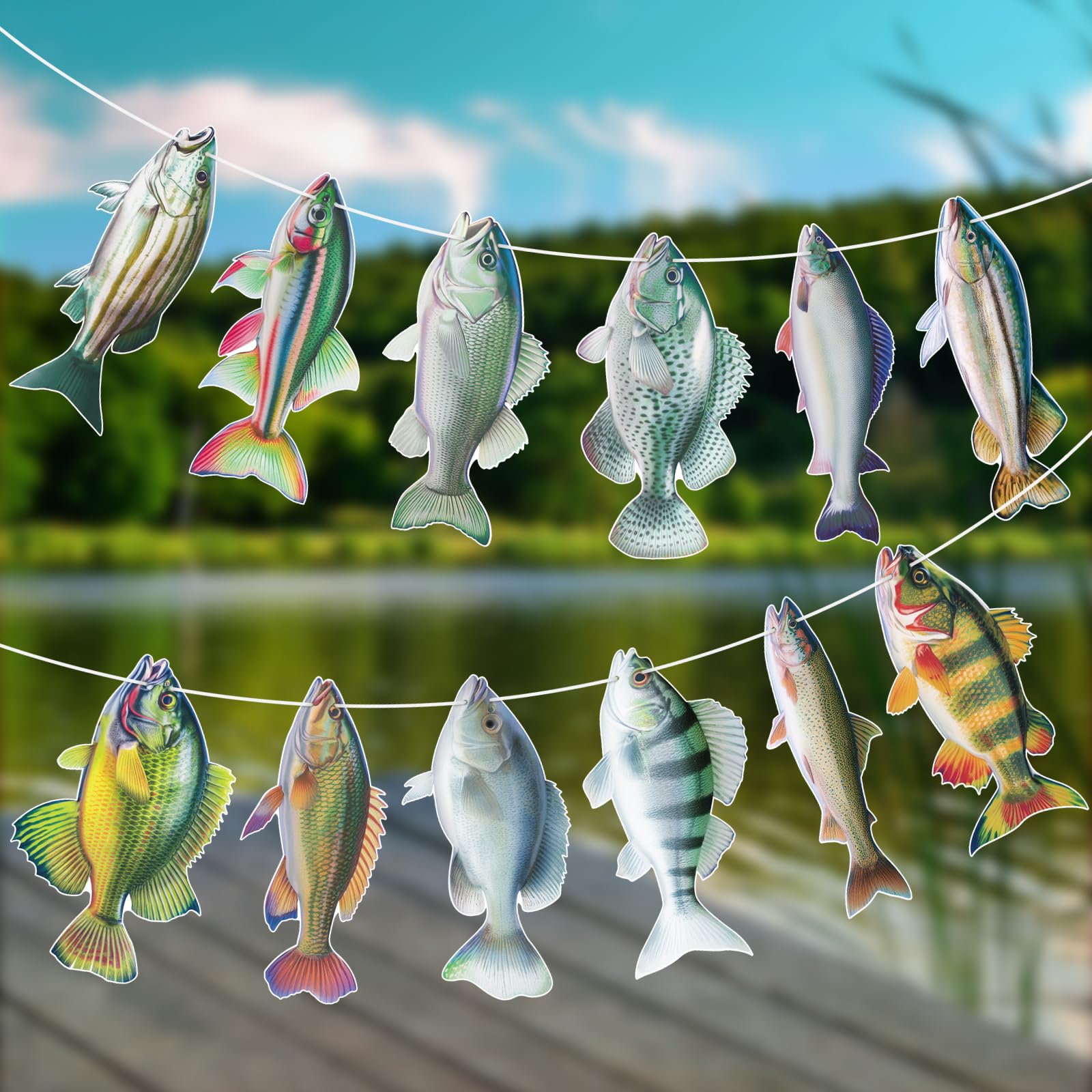 Hooqict Gone Fishing banner doubles as a photo backdrop for celebrations