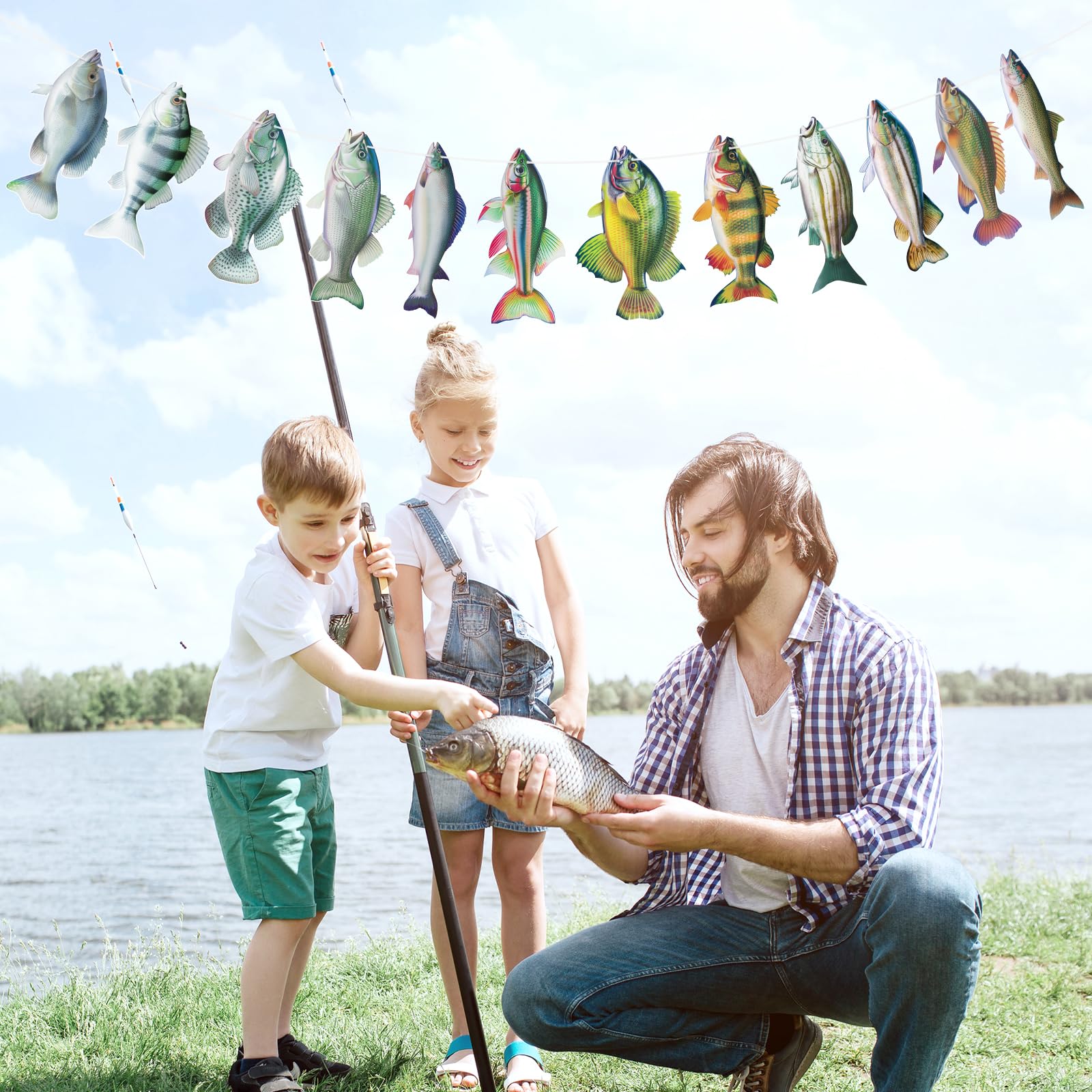 Hooqict Gone Fishing banner wall display is versatile for walls and mantels