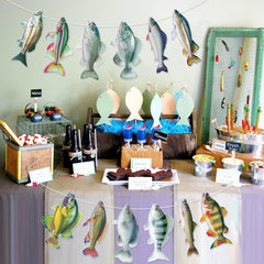 Hooqict Gone Fishing banner uses on windows, garden, and display spaces