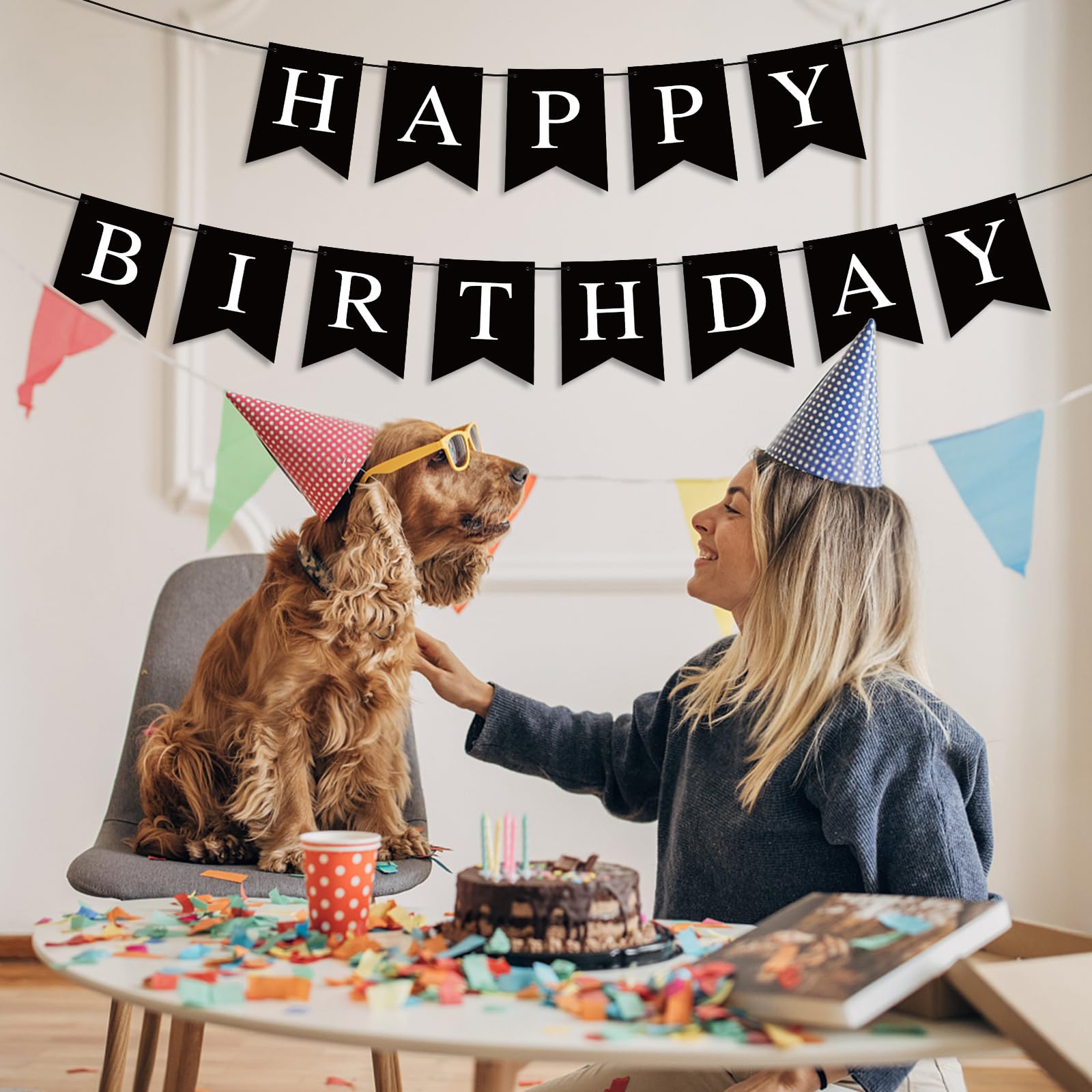 Hooqict birthday banner letter flags create a clear party focal point
