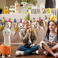 Hooqict llama banner window display enhances party ambiance.