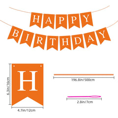 Close-up of Hooqict letters HAPPY BIRTHDAY on satin strings