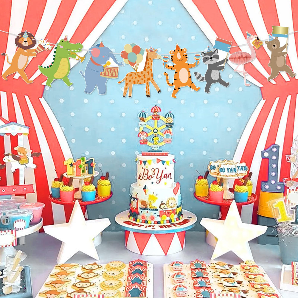 Hooqict Party Animal Banner wall-ceiling-window display creates festive backdrops.