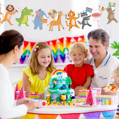 Hooqict Party Animal Banner zoo birthday setup creates playful atmospheres.