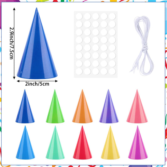 Hooqict party hat cones with easy assembly for quick birthday party setup.