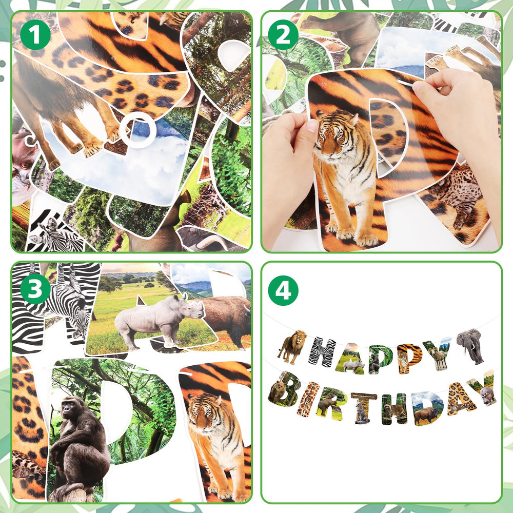Hooqict Birthday banner compatible with safari and jungle themes