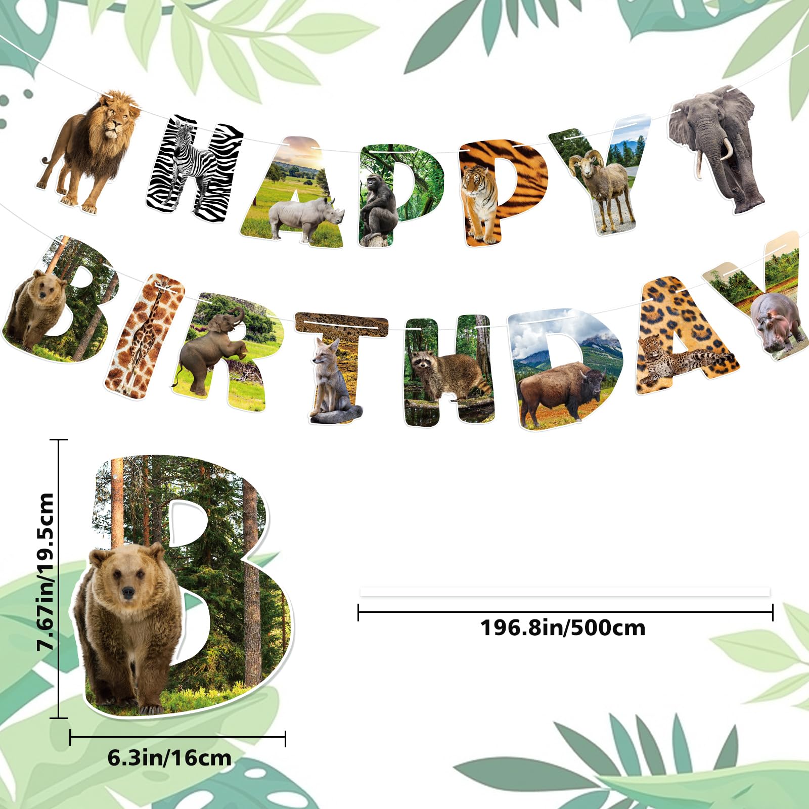 Hooqict Safari Animals banner decor brightens walls for any room