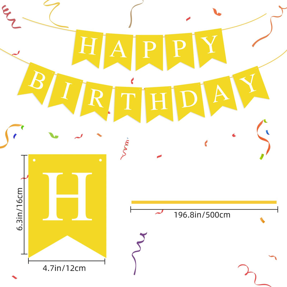 Hooqict yellow birthday garland flag adds color to walls and mantels